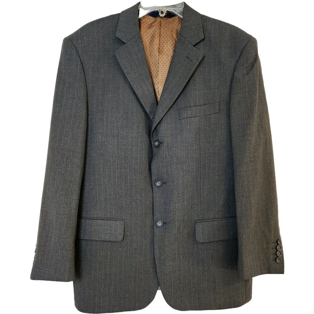 ELEGANTE GENTILUOMO Italiano Collezione Gray Pinstripe Men Jacket Blazer 42S
